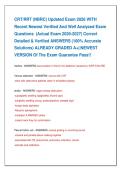 CRT&sol;RRT &lpar;NBRC&rpar; Updated Exam 2026 WITH   Recent Newest Verified And Well Analyzed Exam   Questions  &lpar;Actual Exam 2026-2027&rpar; Correct   Detailed & Verified ANSWERS &lpar;100&percnt; Accurate   Solutions&rpar; ALREADY GRADED A&plus;&vert;&vert;NEWEST   VERSION Of The Exam Guarantee Pass&excl;&excl;