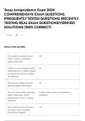 Texas Jurisprudence Exam 2026 COMPREHENSIVE EXAM QUESTIONS &vert;FREQUENTLY TESTED QUESTIONS &vert;RECENTLY TESTING REAL EXAM QUESTIONS&vert;VERIFIED SOLUTIONS &lpar;100&percnt; CORRECT&rpar;