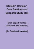 RSE4801 Domain 1 Care&comma; Services and Supports Study Test Questions and Answers PDF