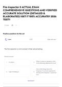 Fire inspector II ACTUAL EXAM COMPREHENSIVE QUESTIONS AND VERIFIED ACCURATE SOLUTION &lpar;DETAILED & ELABORATED&rpar; &vert;GET IT 100&percnt; ACCURATE&excl;&excl; 2026 TEST&excl;&excl;