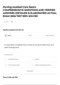 Nursing Assistant Care Basics COMPREHENSIVE QUESTIONS AND VERIFIED ANSWERS &lpar;DETAILED & ELABORATED&rpar; ACTUAL EXAM 2026 TEST 100&percnt; SOLVED