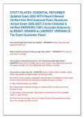 STOTT PILATES&colon; ESSENTIAL REFORMER  Updated Exam 2026 WITH Recent Newest  Verified And Well Analyzed Exam Questions   &lpar;Actual Exam 2026-2027&rpar; Correct Detailed &  Verified ANSWERS &lpar;100&percnt; Accurate Solutions&rpar;  ALREADY GRADED A&plus;&vert;&vert;NEWEST VERSION Of  The Exam Gua