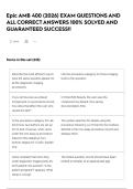 Epic AMB 400 &lpar;2026&rpar; EXAM QUESTIONS AND ALL CORRECT ANSWERS 100&percnt; SOLVED AND GUARANTEED SUCCESS&excl;&excl;