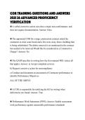 COR TRAINING QUESTIONS AND ANSWERS 2025 26 ADVANCED PROFICIENCY VERIFICATION