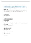 NUR 376 Patho Left and Right Heart Failure  &lpar;Important&rpar; questions and answers graded A&plus;