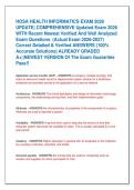HOSA HEALTH INFORMATICS EXAM 2026  UPDATE&vert; COMPREHENSIVE Updated Exam 2026  WITH Recent Newest Verified And Well Analyzed  Exam Questions  &lpar;Actual Exam 2026-2027&rpar;  Correct Detailed & Verified ANSWERS &lpar;100&percnt;  Accurate Solutions&rpar; ALREADY GRADED  A&plus;&vert;&vert;NEWEST V
