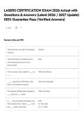 LASERS CERTIFICATION EXAM 2026 Actual with Questions & Answers &lpar;Latest 2026 &sol; 2027 Update&rpar; 100&percnt; Guarantee Pass &lpar;Verified Answers&rpar;