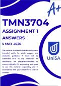 TMN3704 ASSIGNMENT 1 2026 &ast;COMPLETE ANSWERS&ast; DUE DATE 5 MAY 2026 &lpar;BEST ANSWERS FOR THIS ASSIGNMENT&rpar;
