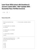 Laser Exam 2026 Actual with Questions & Answers &lpar;Latest 2026 &sol; 2027 Update&rpar; 100&percnt; Guarantee Pass &lpar;Verified Answers&rpar;