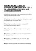 NUR 155 FOUNDATIONS OF NURSING STUDY GUIDE 2026 TEST 1 TO 3 COMPLETE QUESTIONS AND ACCURATE ANSWERS