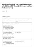 Laser Test 2026 Actual with Questions & Answers &lpar;Latest 2026 &sol; 2027 Update&rpar; 100&percnt; Guarantee Pass &lpar;Verified Answers&rpar;