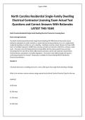 North Carolina Residential Single-Family Dwelling Electrical Contractor Licensing Exam Actual Test Questions and Correct Answers With Rationales LATEST THIS YEAR&period;pdf