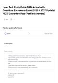 Laser Test Study Guide 2026 Actual with Questions & Answers &lpar;Latest 2026 &sol; 2027 Update&rpar; 100&percnt; Guarantee Pass &lpar;Verified Answers&rpar;