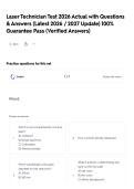 Laser Technician Test 2026 Actual with Questions & Answers &lpar;Latest 2026 &sol; 2027 Update&rpar; 100&percnt; Guarantee Pass &lpar;Verified Answers&rpar;