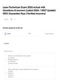 Laser Technician Exam 2026 Actual with Questions & Answers &lpar;Latest 2026 &sol; 2027 Update&rpar; 100&percnt; Guarantee Pass &lpar;Verified Answers&rpar;