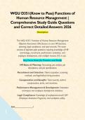 WGU D351&lpar;Know to Pass&rpar; Functions of Human Resource Management &vert; Comprehensive Study Guide Questions and Correct Detailed Answers 2026 