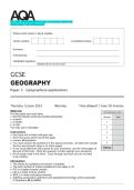 2025 AQA GCSE GEOGRAPHY Paper 3 Geographical applications Practice Questions with Worked Solutions
