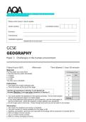2025 AQA GCSE GEOGRAPHY Paper 2  Challenges in the human environment Practice Questions with Worked Solutions