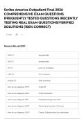 Scribe America Outpatient Final 2026 COMPREHENSIVE EXAM QUESTIONS &vert;FREQUENTLY TESTED QUESTIONS &vert;RECENTLY TESTING REAL EXAM QUESTIONS&vert;VERIFIED SOLUTIONS &lpar;100&percnt; CORRECT&rpar;