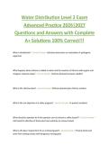 Water Distribution Level 2 Exam  Advanced Practice 2026&vert;2027  Questions and Answers with Complete  A&plus; Solutions 100&percnt; Correct&excl;&excl;&excl; 