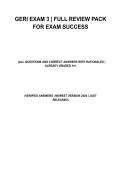GERI Exam 3 &vert; All Questions And Correct Answers With Rationales &vert; Already Graded A&plus; &vert; Verified Answers &vert; Newest Version 2026 &vert; Just Released