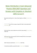 Water Distribution 1 Exam Advanced  Practice 2026&vert;2027 Questions and  Answers with Complete A&plus; Solutions  100&percnt; Correct&excl;&excl;&excl; 