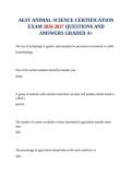 AEST ANIMAL SCIENCE CERTIFICATION EXAM 2026-2027 QUESTIONS AND AMSWERS GRADED A&plus;