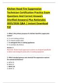 Kitchen Hood Fire Suppression  Technician Certification Practice Exam  Questions And Correct Answers  &lpar;Verified Answers&rpar; Plus Rationales  2025&sol;2026 Q&A &vert; Instant Download  Pdf 