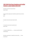 CSCI 2010 Final Exam Questions and Verified Answers&vert; Latest Update 2026&sol;2027