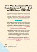 D583 WGU -Foundations of Public Health Questions & Answers &vert; Grade A &vert; 100&percnt; Correct &lpar;2026&sol;2027&rpar;  