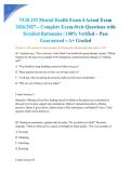 NUR 253 Mental Health Exam 4 Actual Exam 2026&sol;2027 &ndash; Complete Exam-Style Questions with Detailed Rationales &vert; 100&percnt; Verified &ndash; Pass Guaranteed &ndash; A&plus; Graded