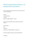 FIRE 101 Final Exam Review &lpar;Chapters 1-11&rpar; Questions With Correct Answers 