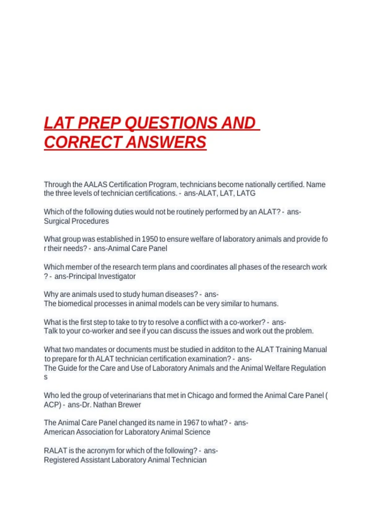 ATG EXAM AND STUDY GUIDE NEWEST 2025/ 2026 |LABORATORY ANIMAL ...