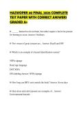 HAZWOPER 40 FINAL 2026 COMPLETE TEST PAPER WITH CORRECT ANSWERS GRADED A&plus;