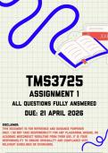 TMS3725 Assignment 1 &lpar;Quiz&rpar; Memo &vert; Due 21 April 2026