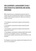 HESI LEADERSHIP & MANAGEMENT EXAM 2 2026 EXAM-STYLE QUESTIONS AND MODEL RESPONSES