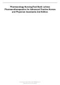 Test Bank &ndash; Lehne&rsquo;s Pharmacotherapeutics for Advanced Practice Nurses and Physician Assistants 2nd Edition &vert; Pharmacology Nursing Exam Questions & Solutions