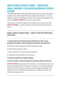 MED SURG EXAM 2 2026 &ndash; VERIFIED Q&A &vert; JERSEY COLLEGE NURSING STUDY GUIDE