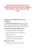 STOTT PILATES WRITTEN EXAM  COMPLETE QUESTIONS AND VERIFIED  SOLUTIONS LATEST UPDATE THIS  YEAR