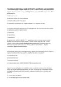 PHARMACOLOGY FINAL EXAM REVIEW&excl;&excl;&excl;&excl; QUESTIONS AND ANSWERS