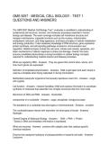 GMS 5057 - MEDICAL CELL BIOLOGY - TEST 1 QUESTIONS AND ANSWERS