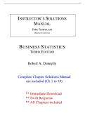 Instructor&rsquo;s Solutions Manual &ndash; Business Statistics 3rd Edition by Robert A&period; Donnelly &vert; Solutions Guide by Dirk Tempelaar