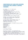 ANESTHESIOLOGY &lpar;ABA&rpar; ORAL BOARDS QUESTIONS AND CORRECT VERIFIED ANSWERS