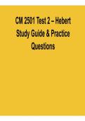 CM 2501 Test 2 Hebert Study Guide and Practice Questions Comprehensive Answers Detailed Explanations 2025&sol; 2026