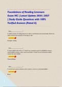 Foundations of Reading Licensure Exam NC &vert; Latest Update 2026 &vert; 2027 &vert; Study Guide Questions with 100&percnt; Verified Answers &lpar;Rated A&rpar;     