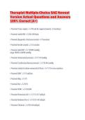 Therapist Multiple-Choice SAE Newest Version Actual Questions and Answers 100&percnt; Correct &lpar;A&plus;&rpar;