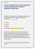 NUR 211 LIFESPAN FINAL EXAM &vert; FREQUENTLY  TESTED QUESTIONS WITH CORRECT  ANSWERS &vert; BRAND NEW&excl;