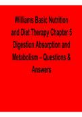 Williams Basic Nutrition and Diet Therapy Chapter 5 Digestion Absorption and Metabolism Questions and Answers Comprehensive Detailed Explanations 2025&sol; 2026