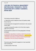 LSUS MHA 706 FINANCIAL MANAGEMENT  MIDTERM EXAM &vert; FREQUENTLY TESTED  QUESTIONS WITH CORRECT ANSWERS &vert;  BRAND NEW&excl;