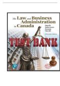 Test Bank &ndash; Law and Business Administration in Canada 15th Edition by J&period; Smyth & Dan Soberman &vert; Exam Questions & Solutions